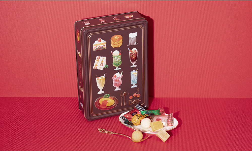 メリーチョコレート　はじけるキャンディチョコレート。 喫茶メニュー缶