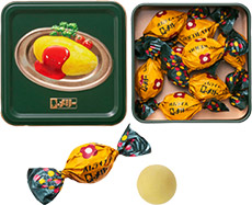 メリーチョコレート はじけるキャンディチョコレート。オムライス缶