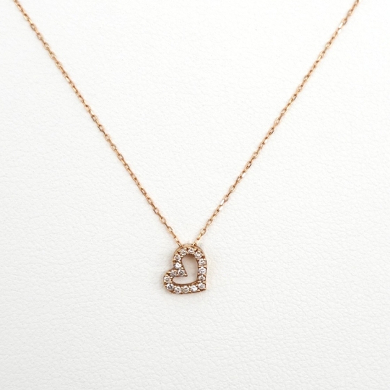 K18PG ダイヤモンド ハートペンダント