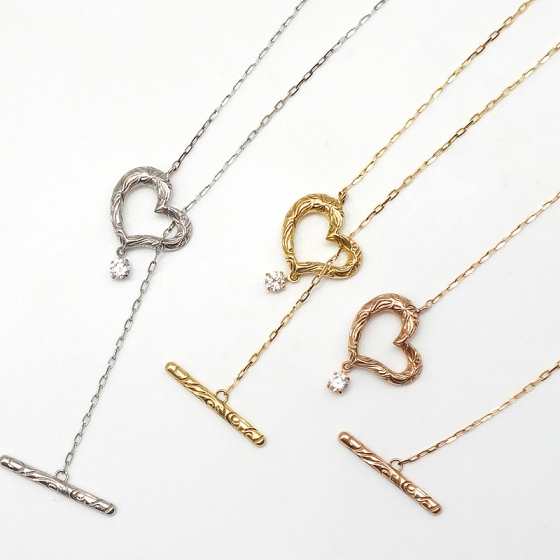 K18/Pt ハート&ダイヤモンド ペンダント