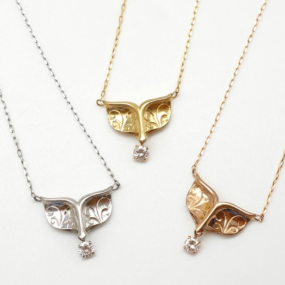 K18/Pt ホエールテール&ダイヤモンド ペンダント