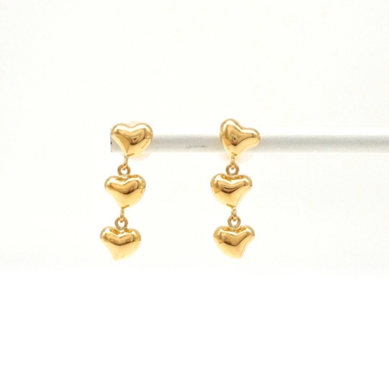 K18 3連ハートピアス