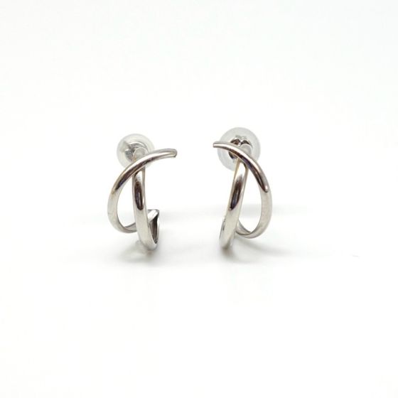 Pt クロスフープピアス