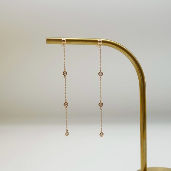 K18PG ダイヤモンドチェーンピアス