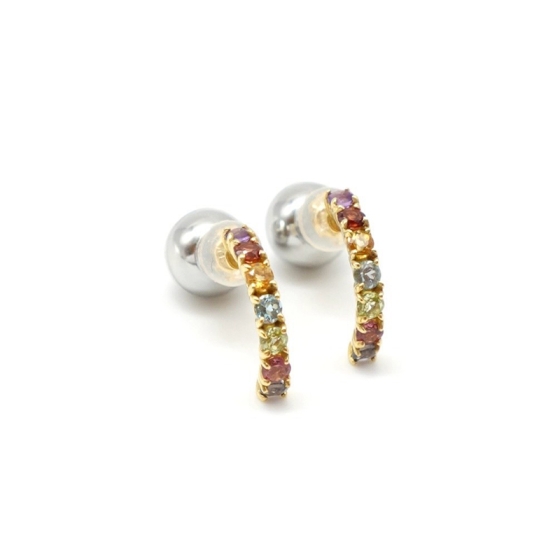 K18 マルチストーン ピアス