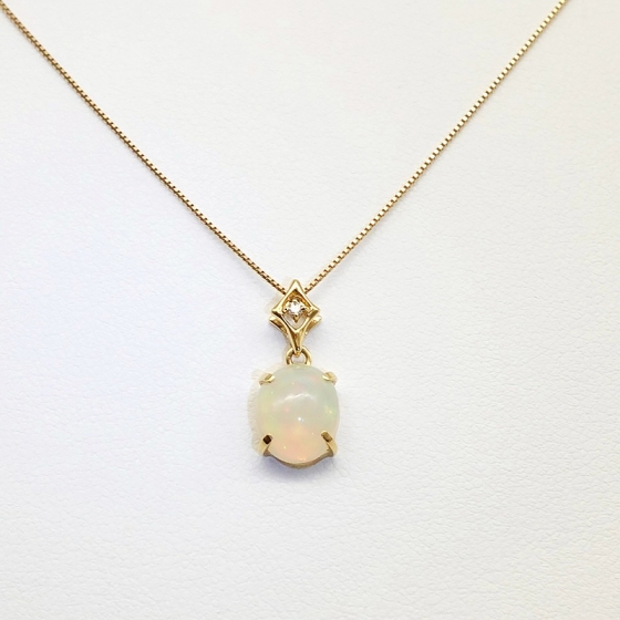 K18 オパール&ダイヤモンド ペンダント