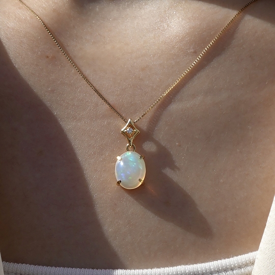 年始サービス品◆k18オパール、ダイヤモンド付きペンダントトップ K18 オパール&ダイヤモンド ペンダント - 京阪百貨店オンラインストア