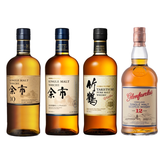 ＜お届け専用＞余市10年・余市・竹鶴含む洋酒4本セット