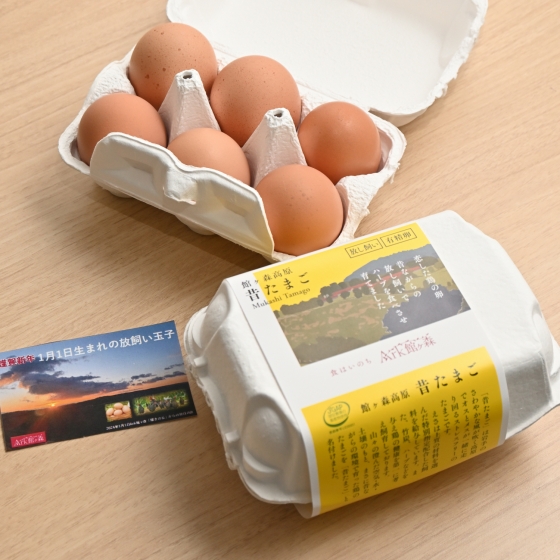 【2026年1月3日お渡し】1月1日生まれの放飼い玉子　館ヶ森高原　昔たまご　6個入×2