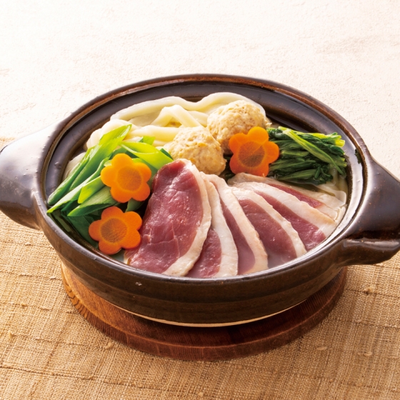 京都 京料理 美濃吉 壬生菜と九条ねぎの合鴨つくね鍋