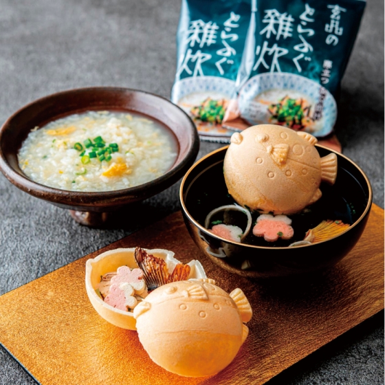 大阪 吉祥大福 とらふぐ雑炊と焼きひれお吸い物セット