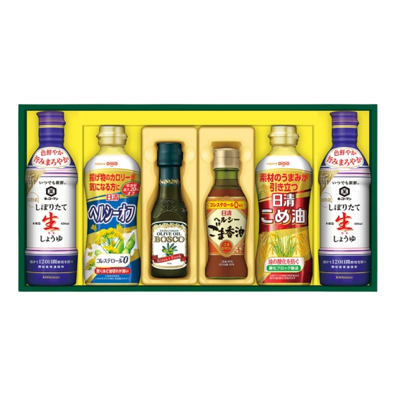 日清 バラエティオイル＆キッコーマンしぼりたて生しょうゆギフト