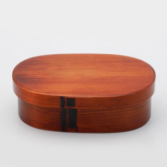 木曽漆器　小判浅蓋　スリ漆小判弁当（小）