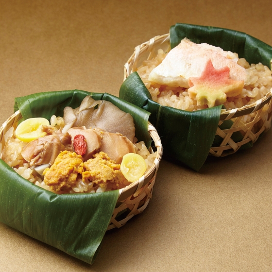 京料理 美濃吉 甘鯛の飯蒸しと鮑と雲丹の飯蒸し