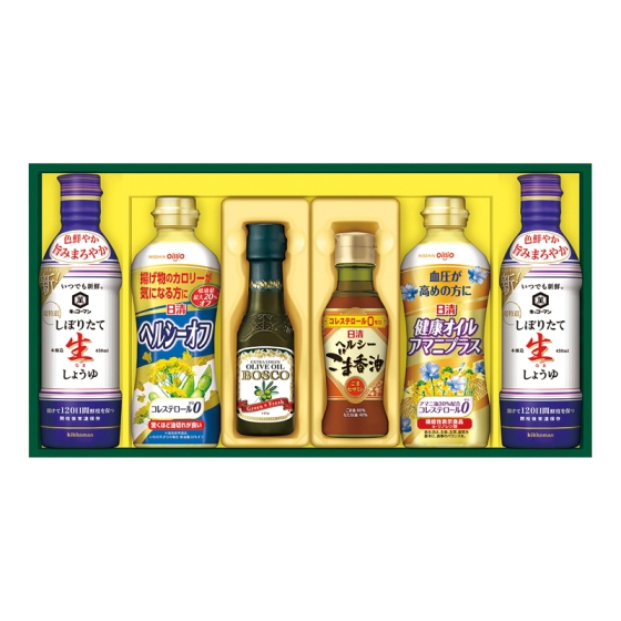 日清 バラエティオイル＆キッコーマンしぼりたて生しょうゆギフト